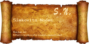 Simkovits Noémi névjegykártya
